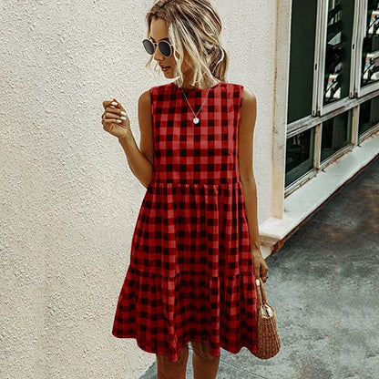 Plaid Loose Women's Dress - Soft, Comfortable, and Fashionable Hemp Blend Dress
