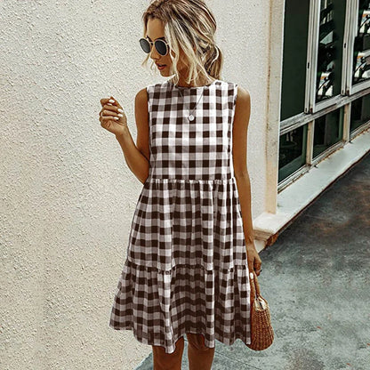 Plaid Loose Women's Dress - Soft, Comfortable, and Fashionable Hemp Blend Dress