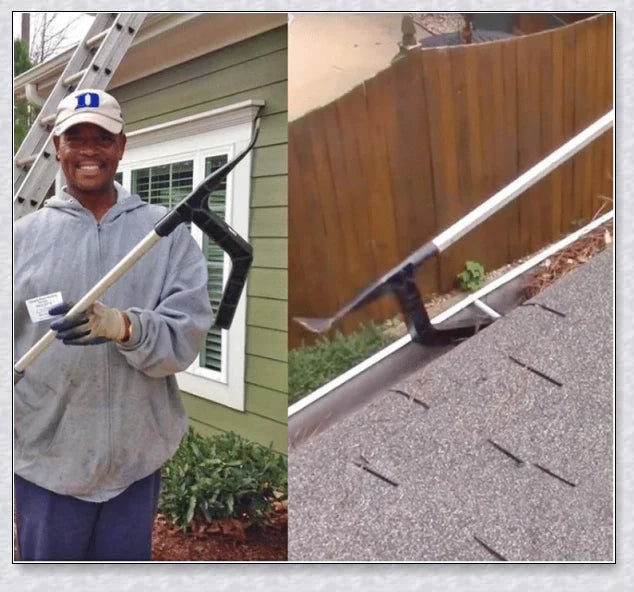 Ingenious Gutter Cleaning Tool with extendable pole for easy and efficient gutter cleaning