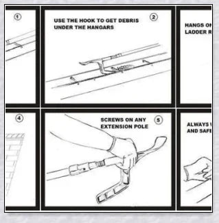 Ingenious Gutter Cleaning Tool with extendable pole for easy and efficient gutter cleaning