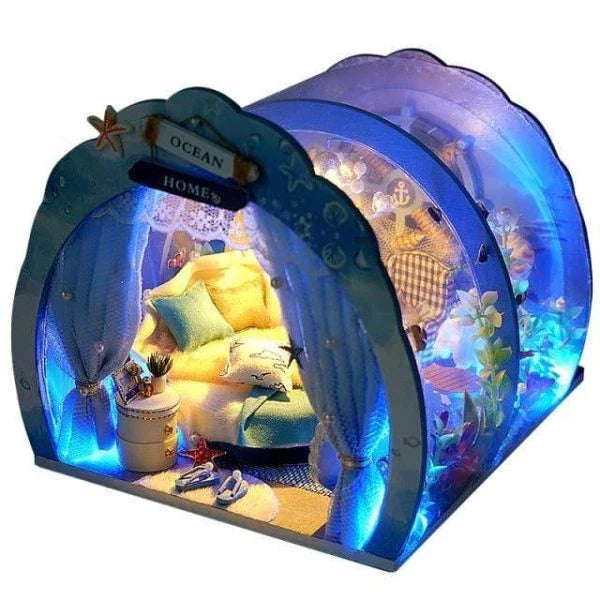 3D Under The Sea Ocean & Fish Room Tent Doll House for Children - Detailed Underwater Miniature Playset