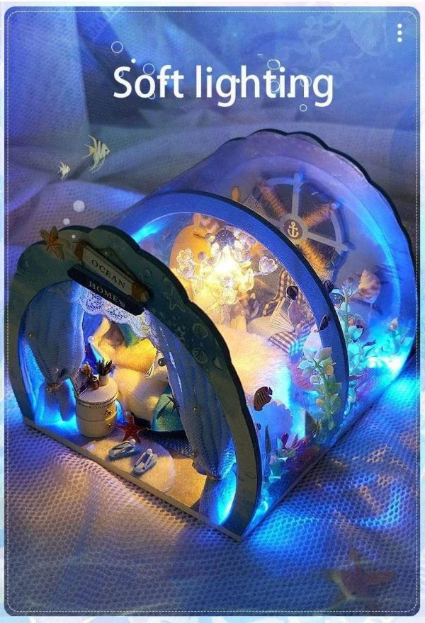 3D Under The Sea Ocean & Fish Room Tent Doll House for Children - Detailed Underwater Miniature Playset