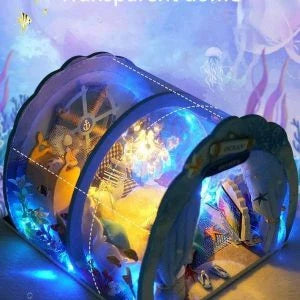 3D Under The Sea Ocean & Fish Room Tent Doll House for Children - Detailed Underwater Miniature Playset