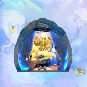 3D Under The Sea Ocean & Fish Room Tent Doll House for Children - Detailed Underwater Miniature Playset