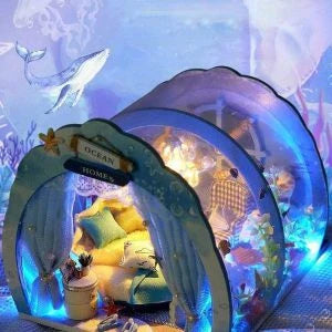 3D Under The Sea Ocean & Fish Room Tent Doll House for Children - Detailed Underwater Miniature Playset