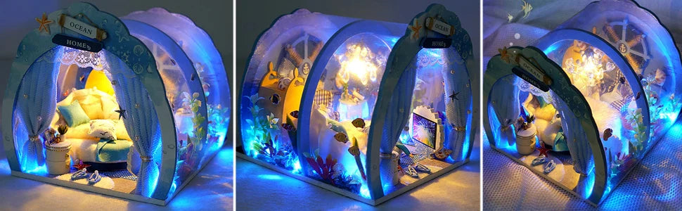 3D Under The Sea Ocean & Fish Room Tent Doll House for Children - Detailed Underwater Miniature Playset