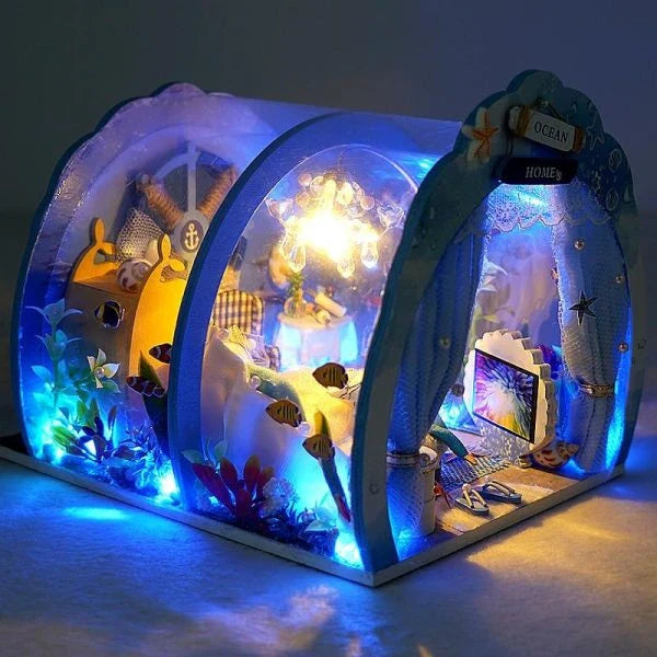 3D Under The Sea Ocean & Fish Room Tent Doll House for Children - Detailed Underwater Miniature Playset