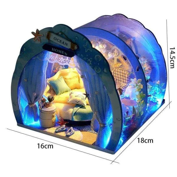 3D Under The Sea Ocean & Fish Room Tent Doll House for Children - Detailed Underwater Miniature Playset