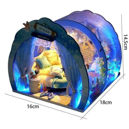 3D Under The Sea Ocean & Fish Room Tent Doll House for Children - Detailed Underwater Miniature Playset