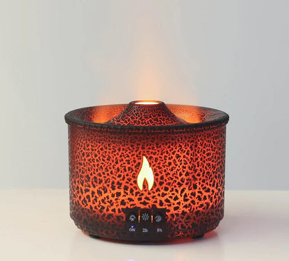 Ultrasonic essential oil humidifier with jellyfish-like mist and flickering flame effects for a relaxing atmosphere
