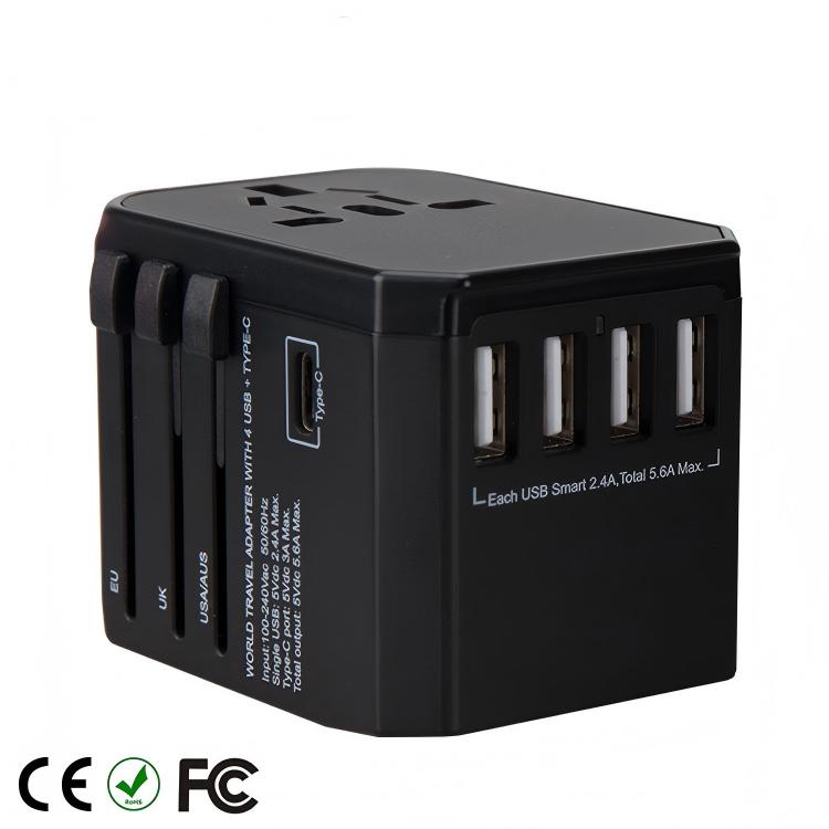 Multi-Country Travel Adapter with 2000W Rating and Compact 54x68x51mm Size