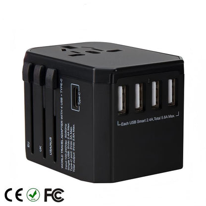 Multi-Country Travel Adapter with 2000W Rating and Compact 54x68x51mm Size