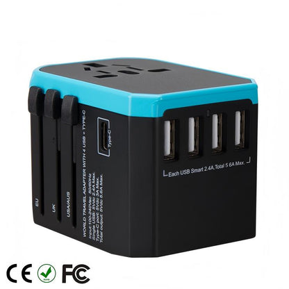 Multi-Country Travel Adapter with 2000W Rating and Compact 54x68x51mm Size