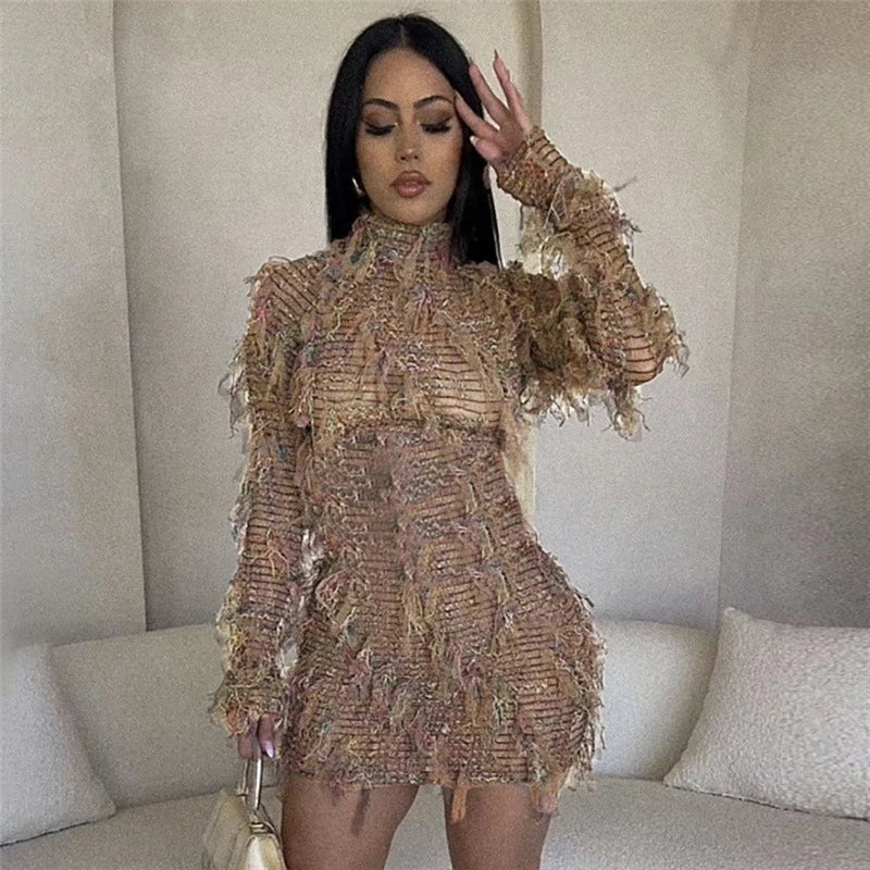 A high-waist slimming dress in various colors with stitching details, designed to flatter the figure and add personality to your style.