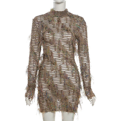 A high-waist slimming dress in various colors with stitching details, designed to flatter the figure and add personality to your style.