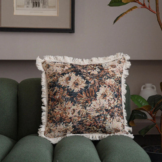 American Jacquard Multi-color Cushion Cover with Elegant Floral Pattern for Sofas, Beds, and Cars