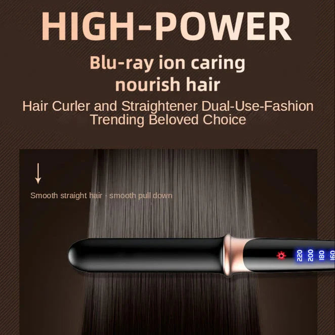Professional Ceramic Hair Straightener with adjustable temperature control, floating plate design, and tourmaline ceramic coating for smooth, frizz-free styling