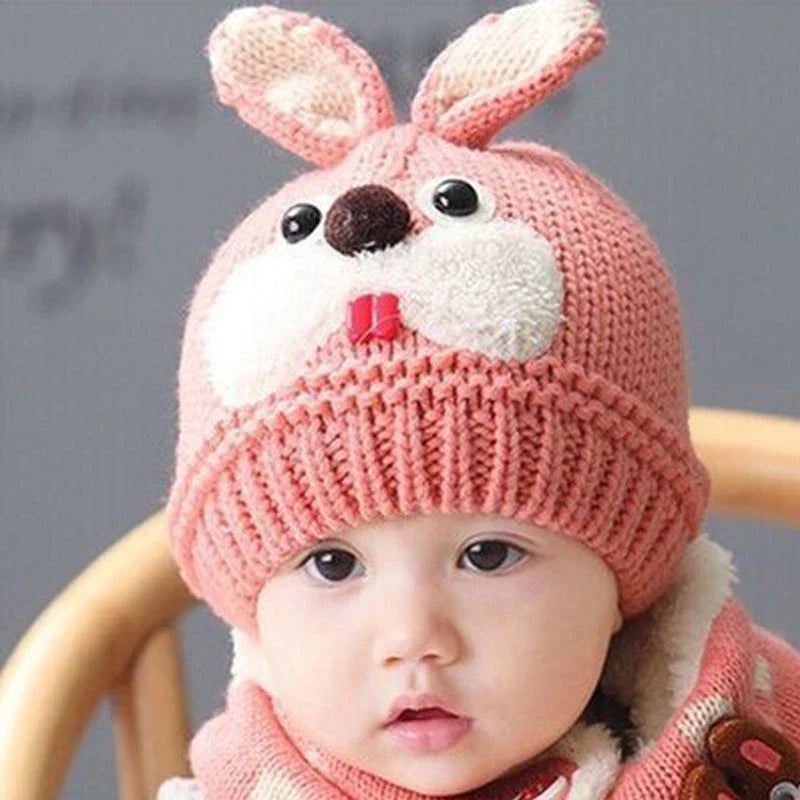 A cozy, premium baby woolen hat in a charming cartoon design, perfect for keeping your little one warm and stylish.