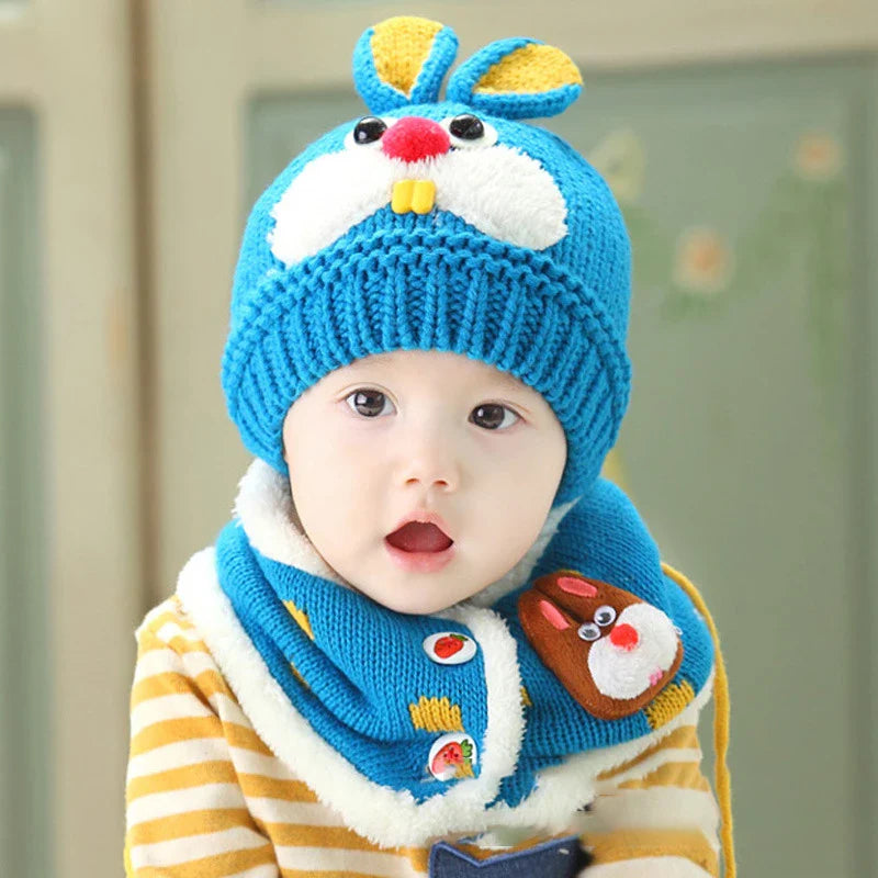 A cozy, premium baby woolen hat in a charming cartoon design, perfect for keeping your little one warm and stylish.