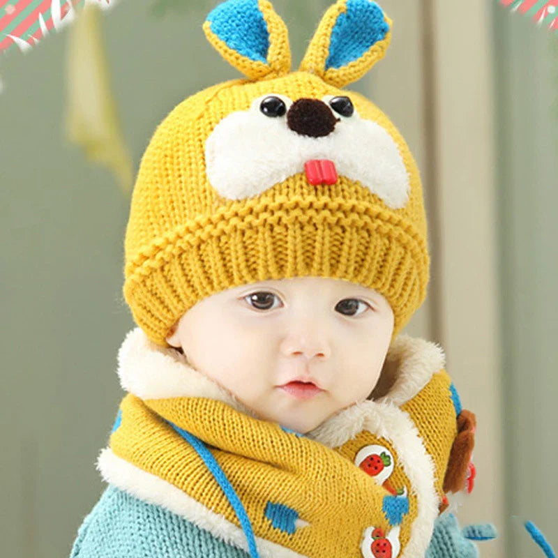A cozy, premium baby woolen hat in a charming cartoon design, perfect for keeping your little one warm and stylish.