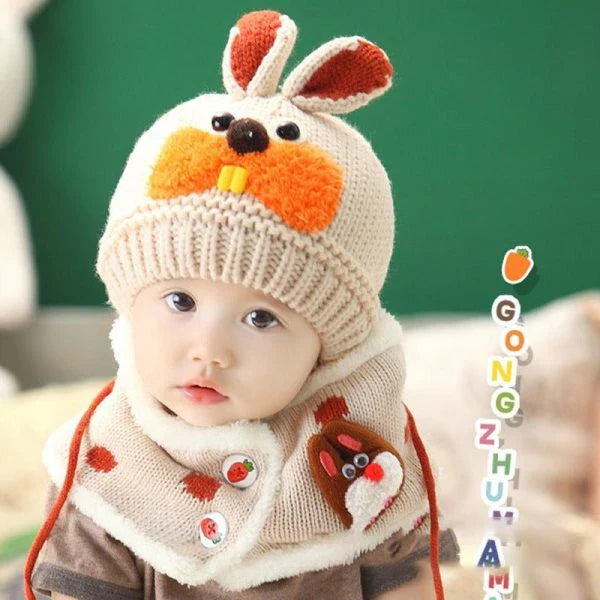 A cozy, premium baby woolen hat in a charming cartoon design, perfect for keeping your little one warm and stylish.