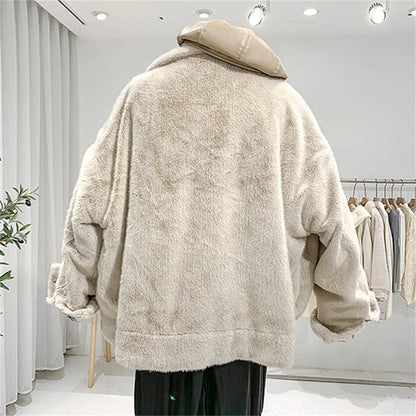 A soft, cozy BF-style denim jacket with a reversible two-sided design, perfect for transitioning between seasons.