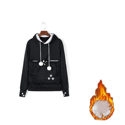 Cozy and stylish women's hoodies with a pet pocket for carrying your cat or keeping your hands warm during the winter.