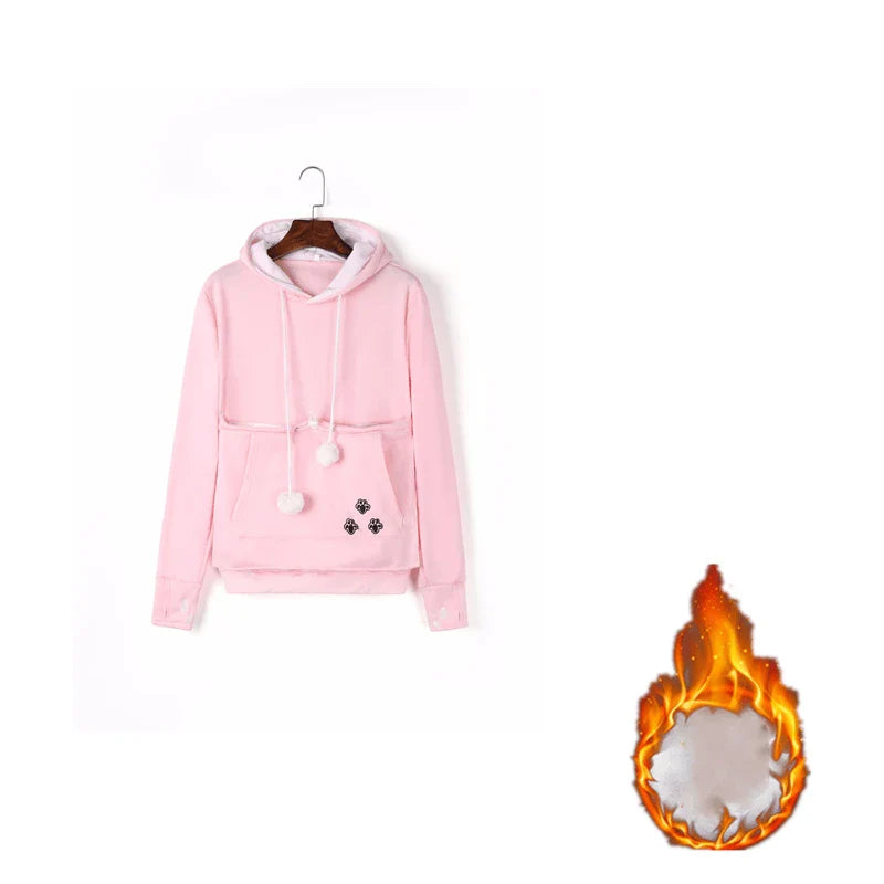 Cozy and stylish women's hoodies with a pet pocket for carrying your cat or keeping your hands warm during the winter.