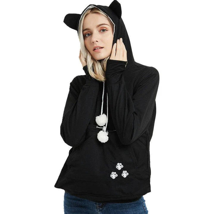 Cozy and stylish women's hoodies with a pet pocket for carrying your cat or keeping your hands warm during the winter.