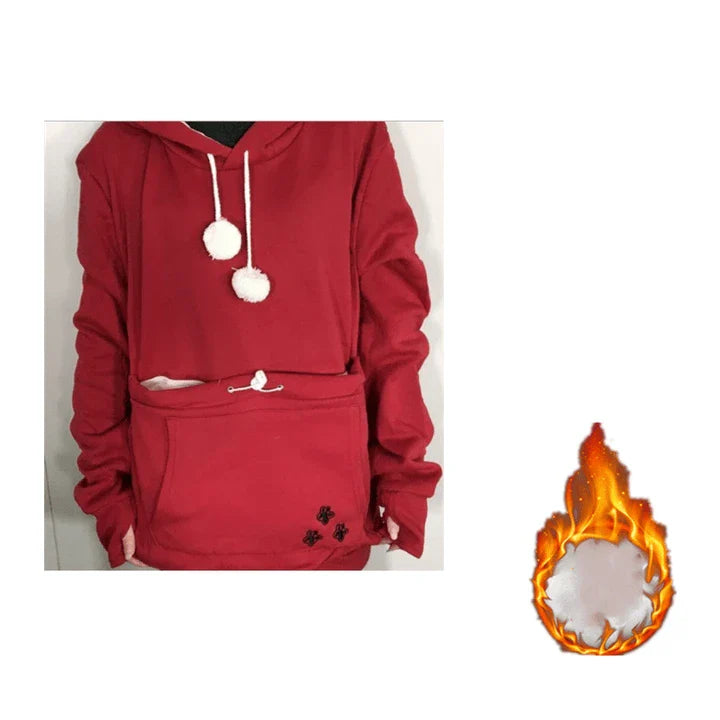 Cozy and stylish women's hoodies with a pet pocket for carrying your cat or keeping your hands warm during the winter.