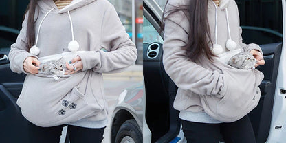 Cozy and stylish women's hoodies with a pet pocket for carrying your cat or keeping your hands warm during the winter.