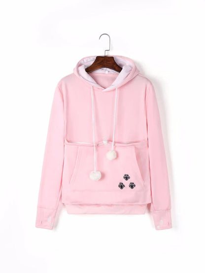 Cozy and stylish women's hoodies with a pet pocket for carrying your cat or keeping your hands warm during the winter.