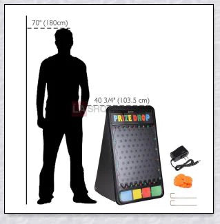 Winspin 25X41 LED Lighted Prize Drop Board with colorful LED lights, customizable prize slots, and sturdy triangular frame