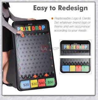 Winspin 25X41 LED Lighted Prize Drop Board with colorful LED lights, customizable prize slots, and sturdy triangular frame