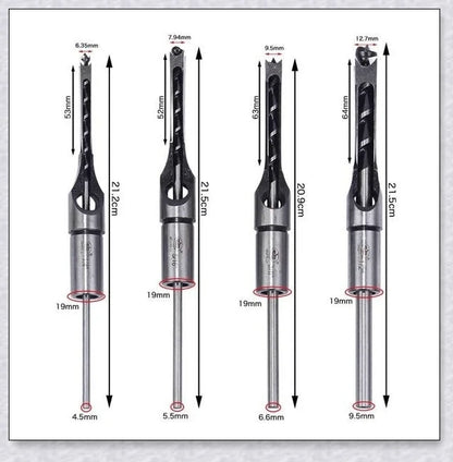 Premium high-speed steel square hole mortiser drill bit for precision woodworking, construction, and renovation tasks