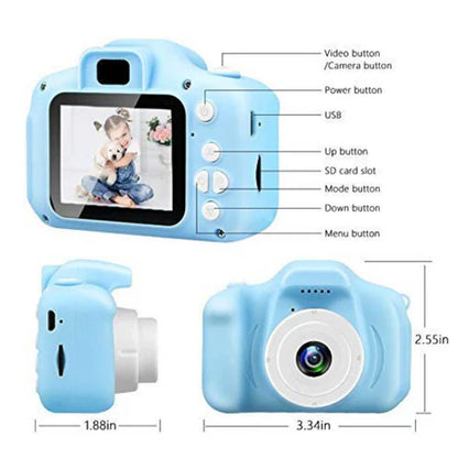 Digital Retro Camera and Recorder with 2-inch screen, 1080p video, and multicolor retro design