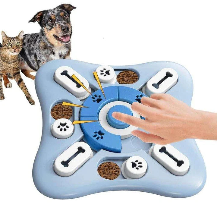 Interactive Squeaky Dog Puzzle Toy with treat dispensing and sound enrichment features for mental stimulation and playtime fun