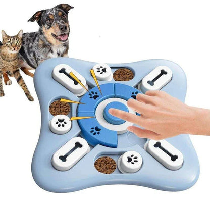 Interactive Squeaky Dog Puzzle Toy with treat dispensing and sound enrichment features for mental stimulation and playtime fun