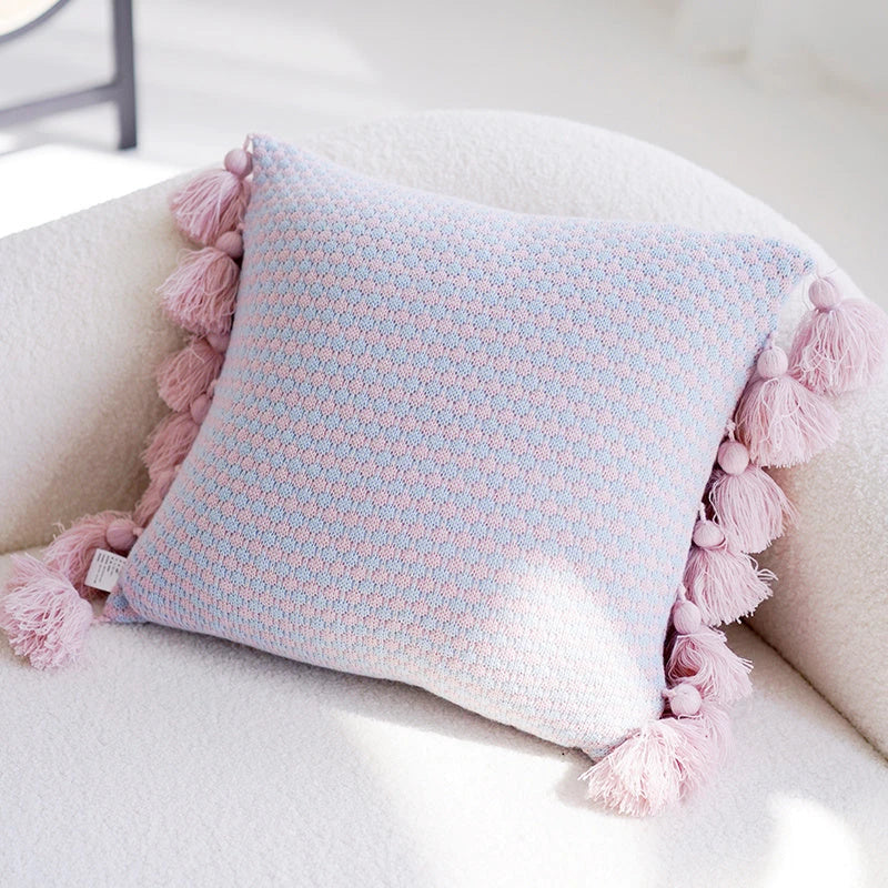 A cream-colored, plush cushion with a cute girl design, perfect for use as a headboard, pillow, or accent piece in a modern, stylish bedroom or living room.