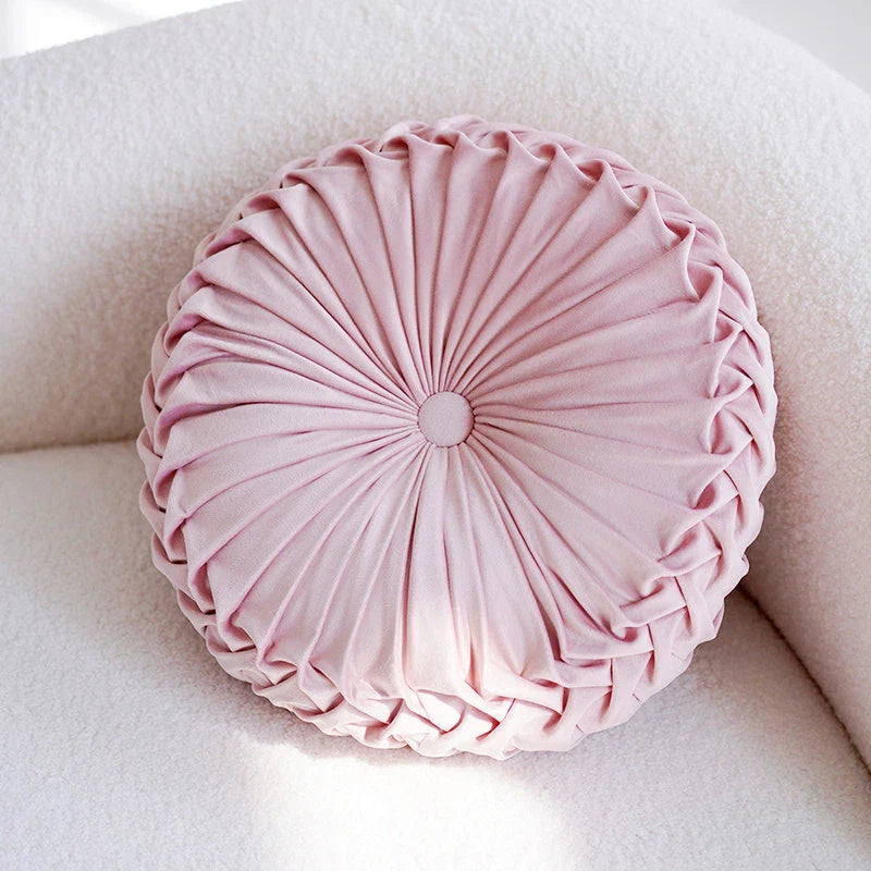 A cream-colored, plush cushion with a cute girl design, perfect for use as a headboard, pillow, or accent piece in a modern, stylish bedroom or living room.