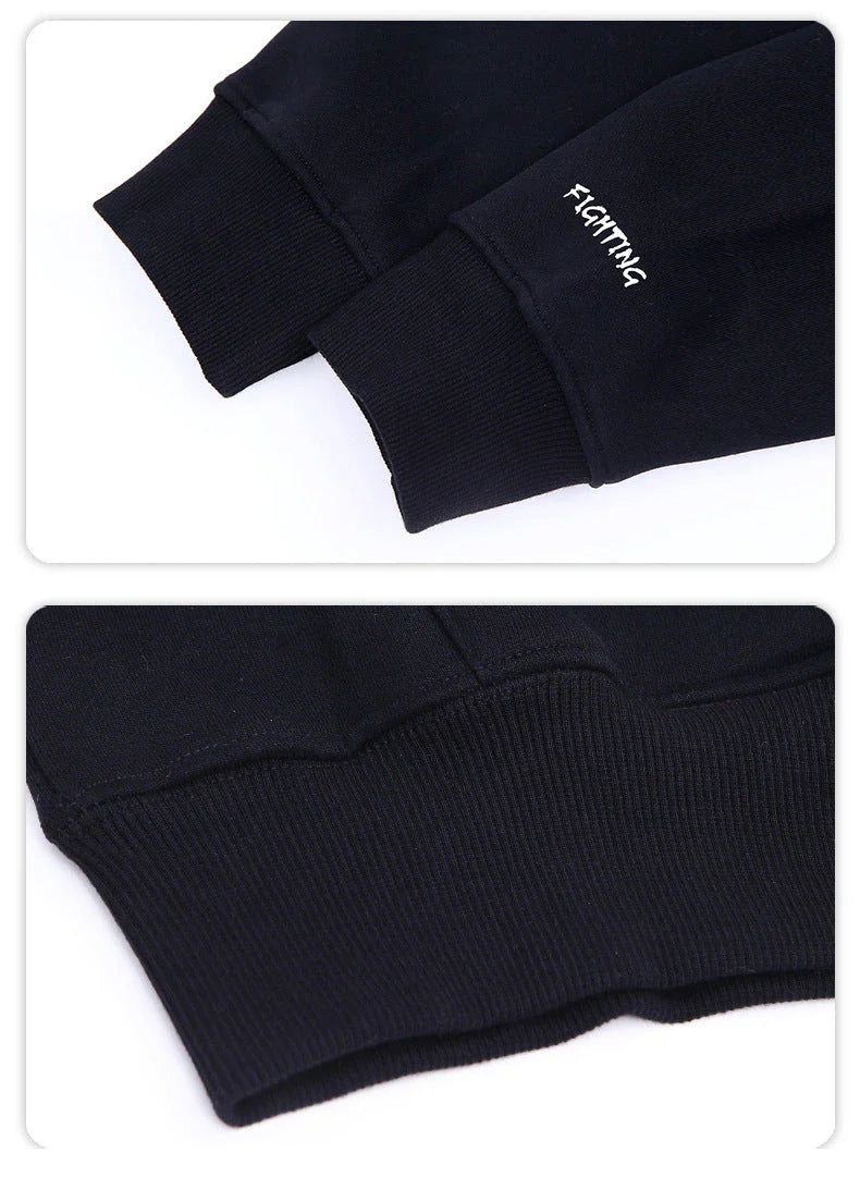 A stylish and comfortable men's hoodie featuring a bold, eye-catching printed design in white color.