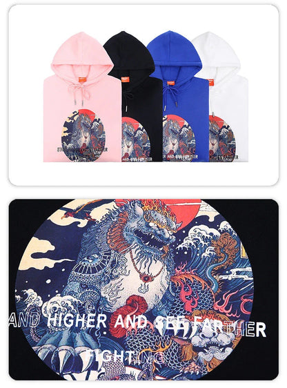 A stylish and comfortable men's hoodie featuring a bold, eye-catching printed design in white color.