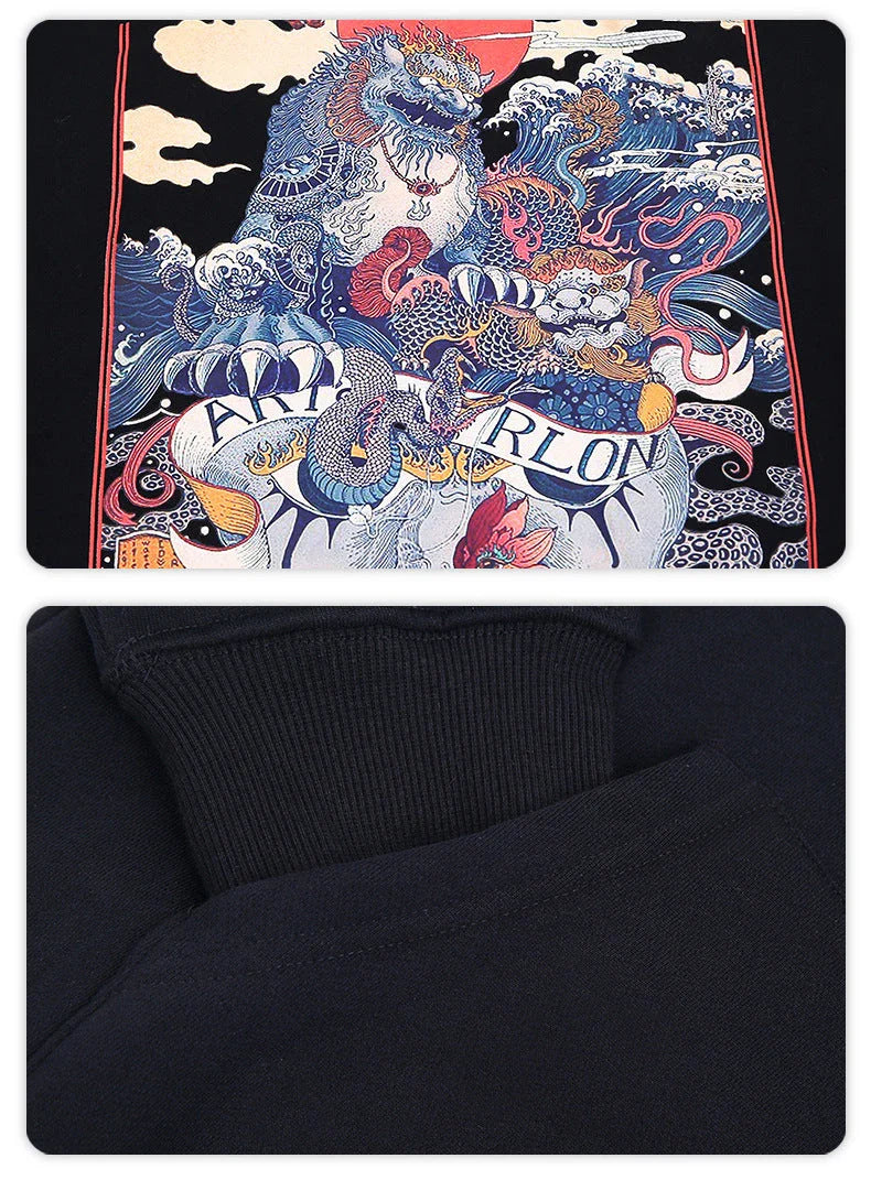 A stylish and comfortable men's hoodie featuring a bold, eye-catching printed design in white color.