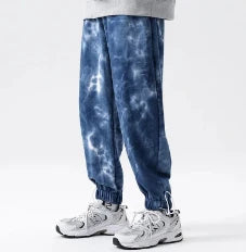 Elastic Waist Drawstring Ankle-tied Sweatpants for Men in Camouflage Black Color