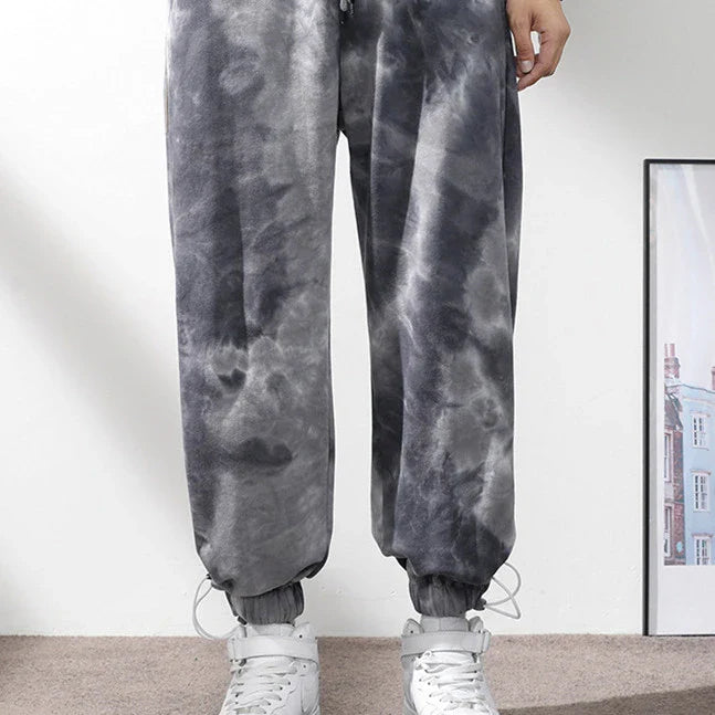 Elastic Waist Drawstring Ankle-tied Sweatpants for Men in Camouflage Black Color