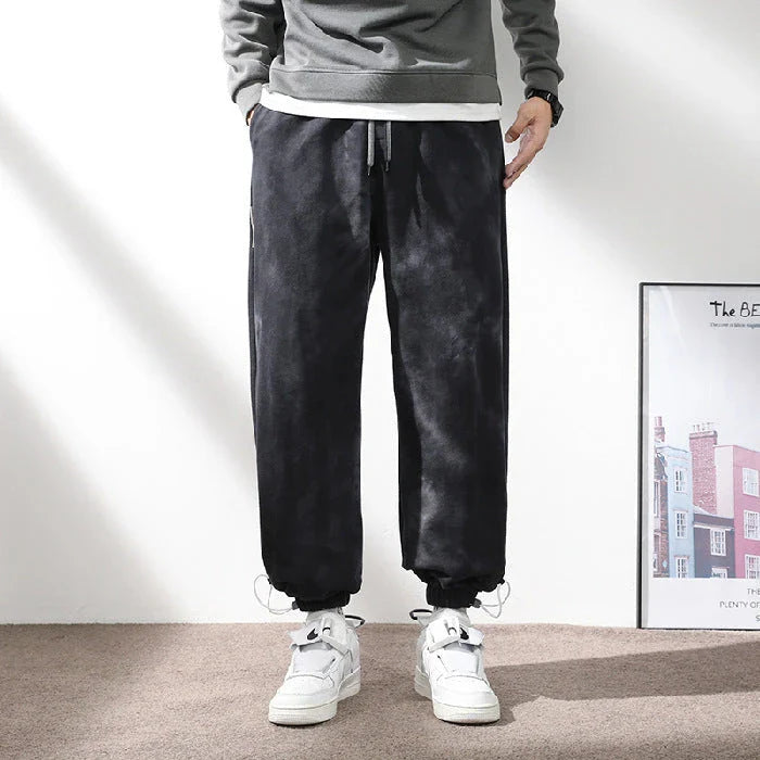 Elastic Waist Drawstring Ankle-tied Sweatpants for Men in Camouflage Black Color