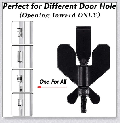 Portable Hotel Door Lock in black and gold colors, a compact and secure travel security device for hotels, dorms, and apartments.