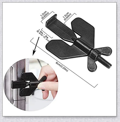 Portable Hotel Door Lock in black and gold colors, a compact and secure travel security device for hotels, dorms, and apartments.