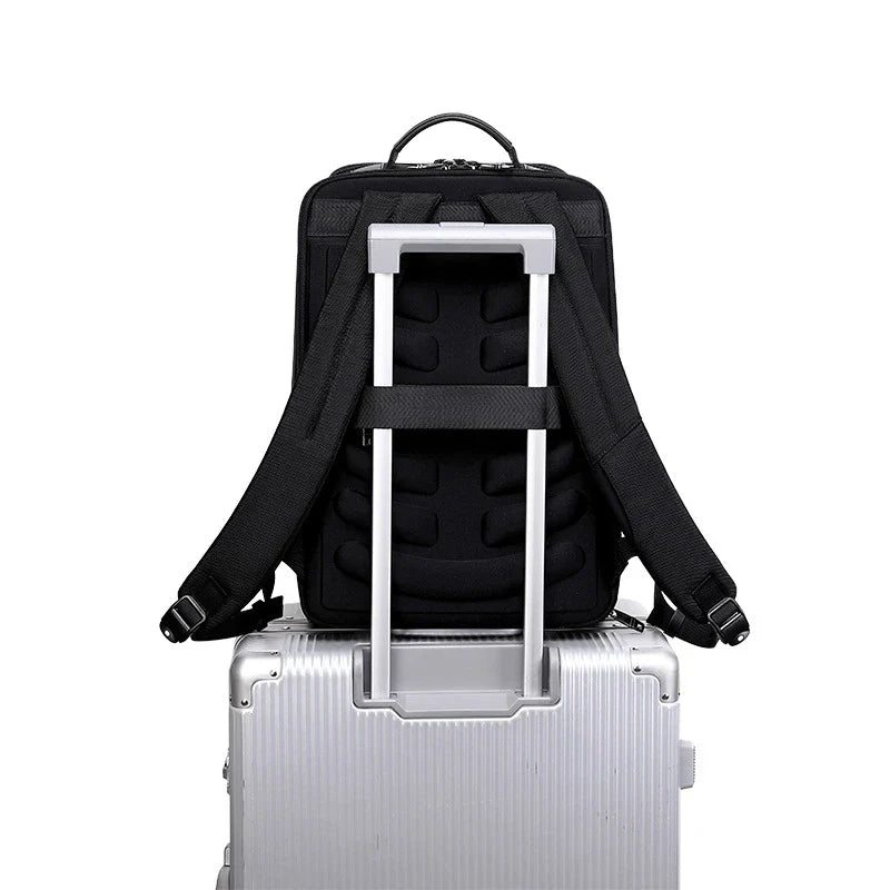 Men's Large Capacity Business Travel Waterproof Rucksack with Oxford cloth construction and air pillow belt system