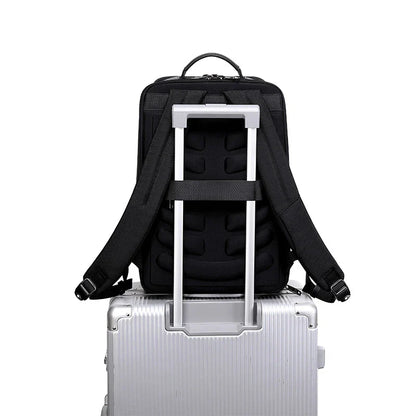 Men's Large Capacity Business Travel Waterproof Rucksack with Oxford cloth construction and air pillow belt system